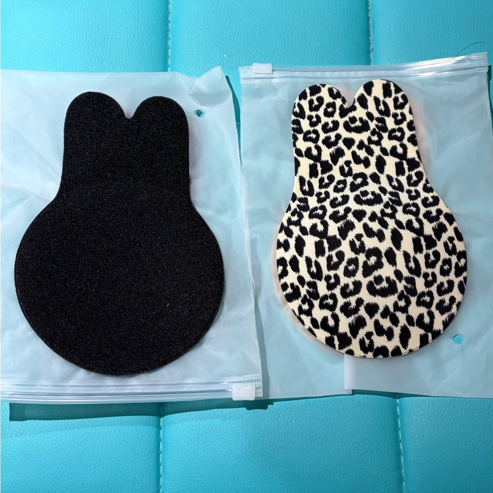 Leopard Print and Black Bunny Shaped Breast Pads (2 black, 2 leopard)